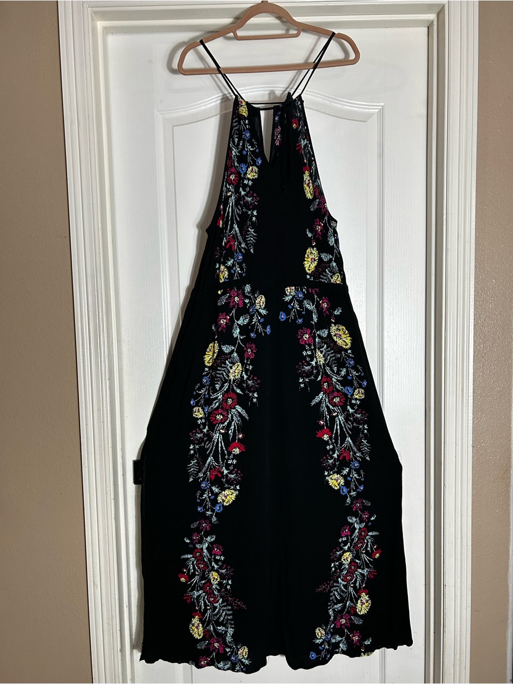 City Chic Black Halter Maxi Dress with Multicolor Floral Embroidery - Picture 4 of 6